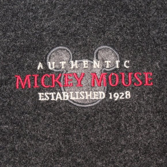 Vintage Men Disney XXL Mickey Mouse Embroidered Varsity Blk Wool Leather Jacket - Picture 4 of 9